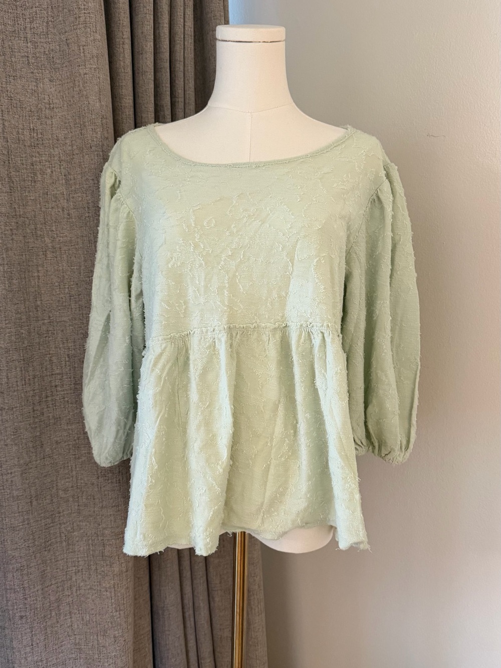 Mint Green Textured Baby Doll Top